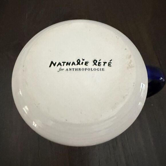 Nathalie Lete Anthropologie Monogram Letter "A" Coffee Mug Floral Initial 12oz - Picture 5 of 5